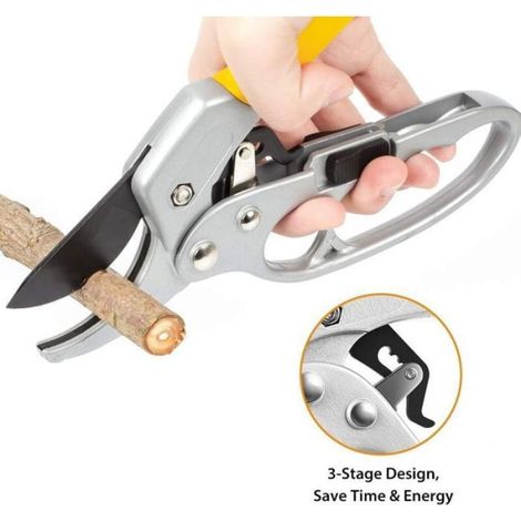 Sécateur À Crémaillère - 20 Cm - Lame En Acier Inoxydable Sk-5 - Poignée Ergonomique En Caoutchouc - 1 Pièce (1/5)