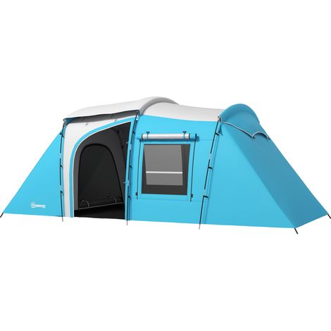 Tente familiale 3-4 personnes 2 chambres 4 portes 4 fenêtres avec sac de transport, dimensions 460 x 220 x 175 cm (1/5)