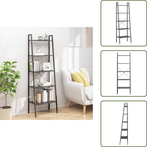 Standregal mit 5 Böden Schwarz 56x35x174 cm - Bücherregal - Stehleuchte - Aufbewahrungslösung - Raumsparsamkeit - Wohnzimmer Dekoration (1/5)