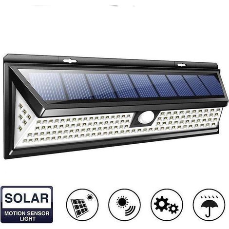 118 LED Applique Lampe murale solaire Extérieur à détecteur de corps 1000 Lumen Lampe murale à détecteur de mouvement IP65 Lampe murale solaire d'extérieur pour jardin (1/5)