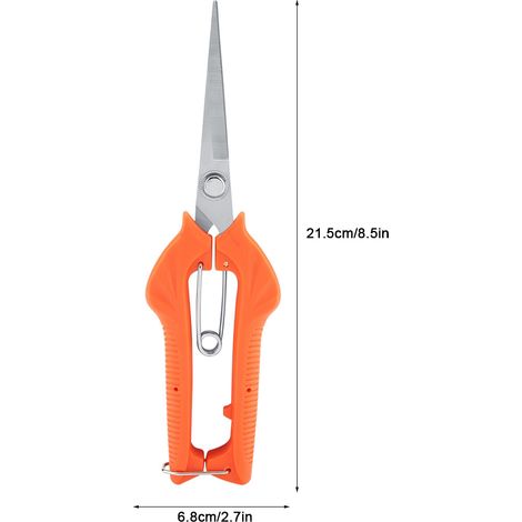 Ciseaux de Jardin en Acier Inoxydable à Manche Allongé et Tête Droite pour Récolte de Fruits - KZQ (1/5)