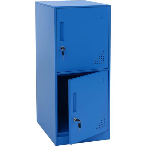 Armoire vestiaire métallique casier de rangement 2 portes 90x38x45 cm bleu 040008946 (1/5)