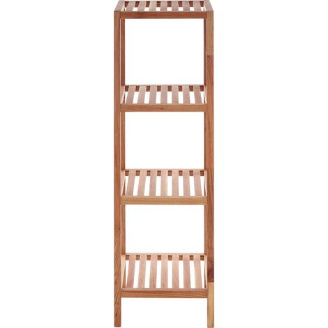 Premier Housewares 4 Tier Walnut Wood Bathroom Shelf Unit (1/4)