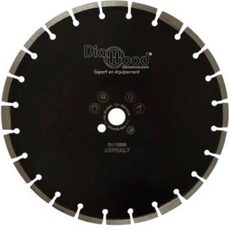 Diamwood Disque Diamant ROAD pour découpe d'asphalte - D.350 x Al.25,4 x Ht.10 mm - Vitesse max 6 400 T/min - Segments diamantés soudés laser - Application humide ou sèche (1/2)