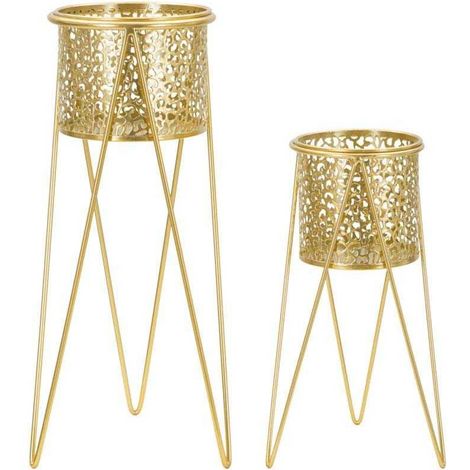 VASE HOLDER GLOD SET 2 PCS CM 21X20X46-18X18X32