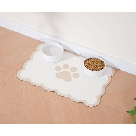 Scalloped Dog Feeding Mat, Absorbent Mats for Dog Food and Water Bowl, Dispenser, Cute Elegant Aesthetic Preppy Pastel Pink Scallop Pet Placemat for Dogs, Cats, Puppy Accessories, 14" X 19” (1/5)