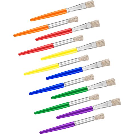 Pinselset aus Aluminiumrohr, Flachborstenpinsel, Bastelpinsel für Künstler, Schüler, Anfänger, Spaß, Party, Klassenzimmer HB2081‑12 (1/5)