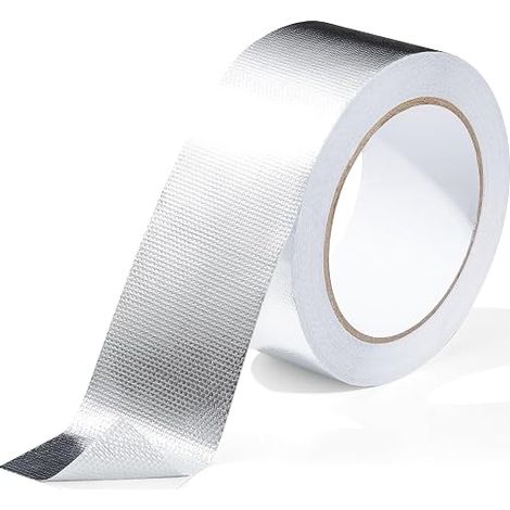 50 mm x 20 m Ruban Adhésif Aluminium, Argenté ruban etancheite plomberie - isolant thermique En fibre de verre - Pour tuyau et voiture (1/5)