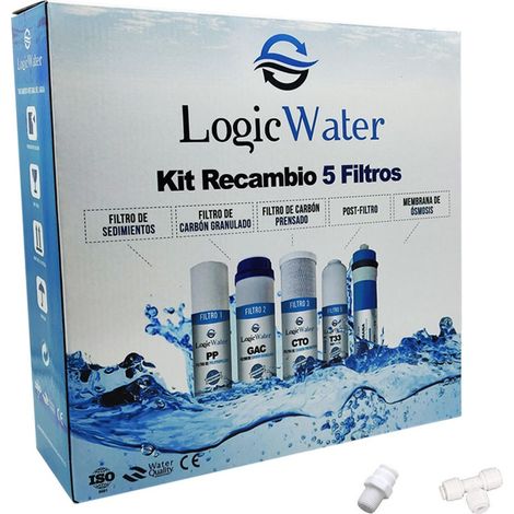Kit Recambios 5 Filtros Osmosis Inversa y Membrana - LogicWater