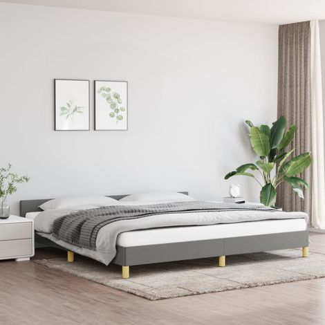Lit adulte, Cadre de lit avec tête de lit, Structure de lit Gris foncé 200x200 cm Tissu CDE17810 (1/5)