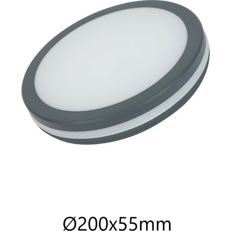 Alcapower Plafoniera LED Rotonda 15W IP54 IK08 CCT Selezionabile 3000K-4000K-6500K 1500lm Grigia, Design Compatto e Alta Efficienza Energetica