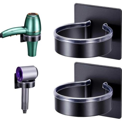 Supporto per asciugacapelli da parete in 2 pezzi, supporto per asciugacapelli per il bagno, ripiano porta asciugacapelli, ripiano porta strumenti per lo styling dei capelli, Ha (1/5)