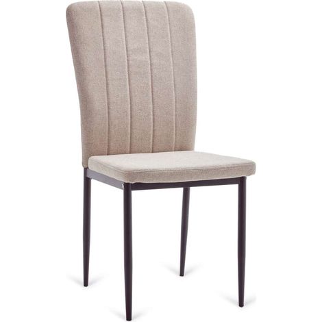 Pack de 6 sillas Cangas tapizadas en tejido beige patas negras. 42cm(ancho ) 92cm(altura) 52cm(fondo) (1/2)