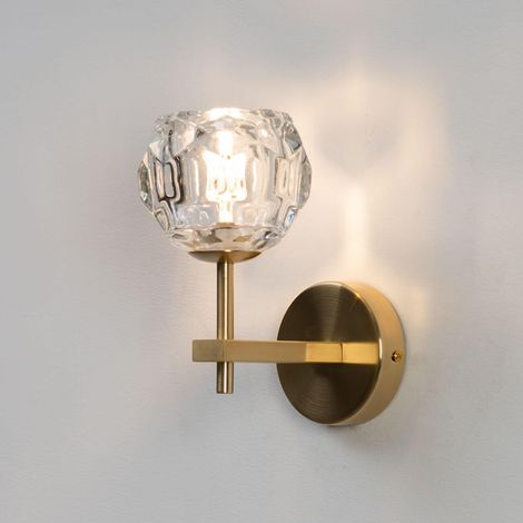 Wandleuchte aus goldenem Metall und Klarglas - Vilamo
