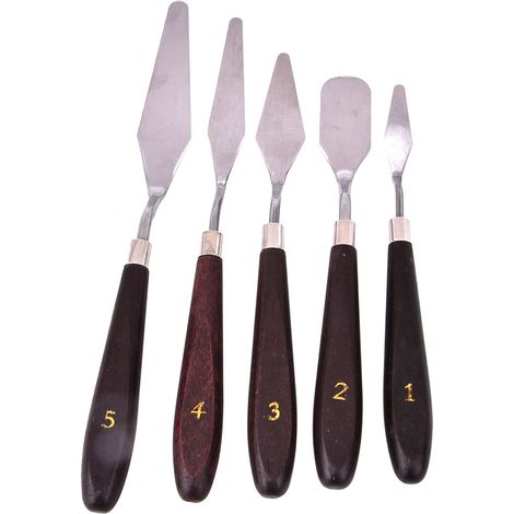 Ensemble de 5 racloirs à palette pour peinture à l'huile, spatules en acier inoxydable à usage multiple (1/5)