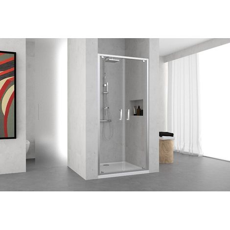 Paroi de douche battante H195 cm extensible de 84 à 90 cm verre transparent - Novellini