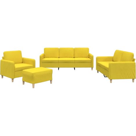Maison Exclusive - Set di Divani 4 pz con Cuscini Giallo Chiaro in Tessuto