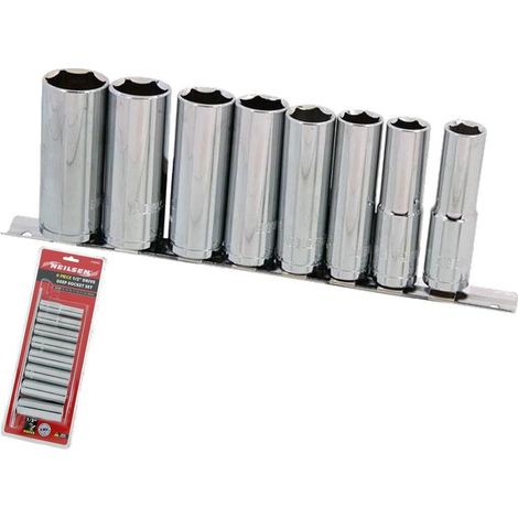 Neilsen 8pc Metric Deep Long Reach On Rail Socket Set 1/2" Drive 13mm - 24mm (1/2)
