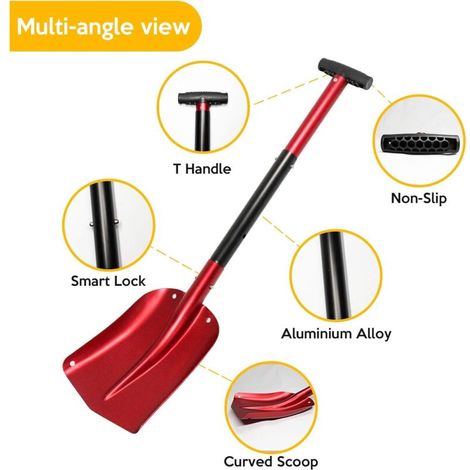 Pelle à Neige Pliable en Alliage d'Aluminium Pelle à Neige Télescopique Neige à Usage Externe pour Voiture Camping Jardin (1/4)