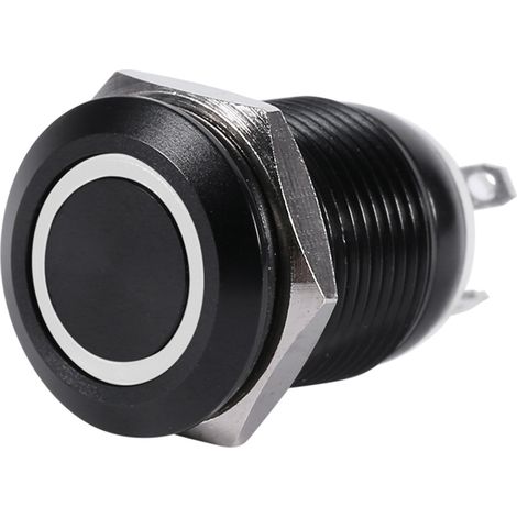 GARRYFIZH Interrupteur à bouton-poussoir momentané pour voiture avec éclairage LED 12 mm, boîtier noir, 2 A