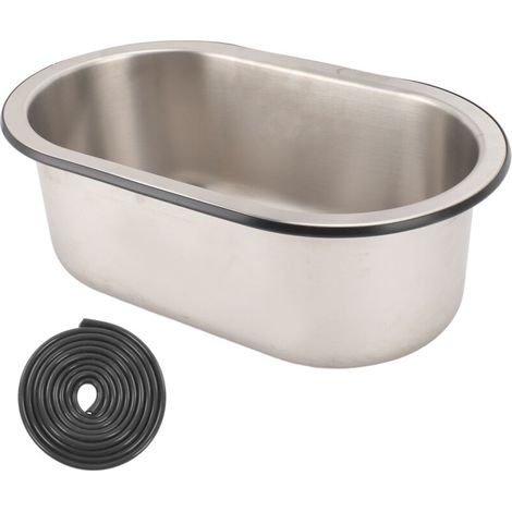 Under-mount Kitchen Sink, Large Capacity, Oval Shape, Stainless Steel Single Bowl Kitchen Sink, Efficient Drainage, Washbasin with 40 mm Drain Hole for Boats (1/5)