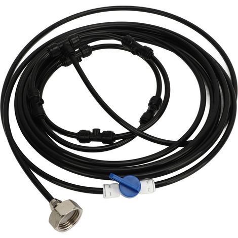 Kit brumisateur ventilateur avec adaptateur 3/4, tuyau 6m, 6 buses pour refroidissement extérieur terrasse jardin serre, filetage standard US (1/5)