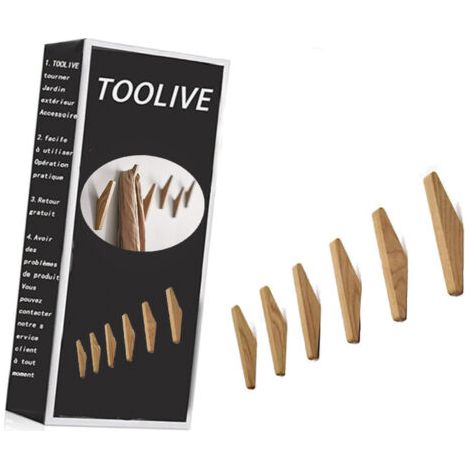 Lot de 6 patères en bois vintage, patères en bois, capacité de charge 5 kg, patères murales, patères peignoir, patères chapeau, patères, patères multi-usages, patères clés (lot de 6) - (1/5)