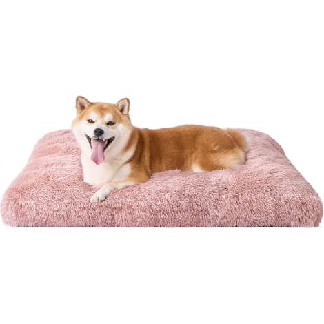 Panier Chien Grande Taille, Coussin Chiens Moyen Taille Anti Stress Lavable et Antidérapant, Moelleux Lit pour Chien Peluche, Rose, 90x60cm (1/4)