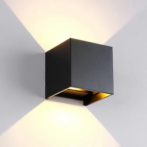 Applique murale LED intérieure noire en aluminium, luminaire moderne orientable haut et bas, projecteur mural encastré, lampe murale design pour salon et couloir (1/5)