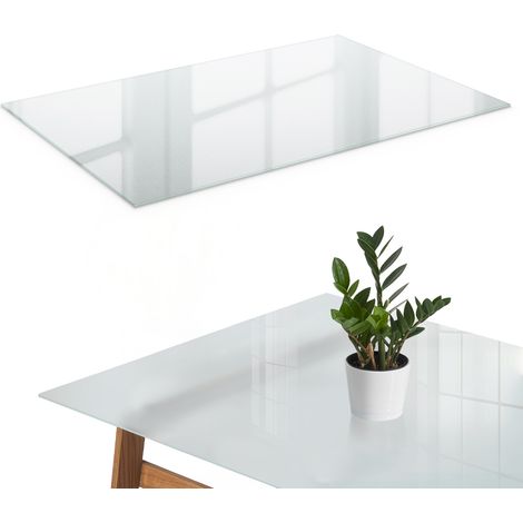 Plateau en verre - givré de table - pour table à manger - en verre résistant aux rayures - avec effet décoratif - en verre moderne - 120x80 cm (1/5)