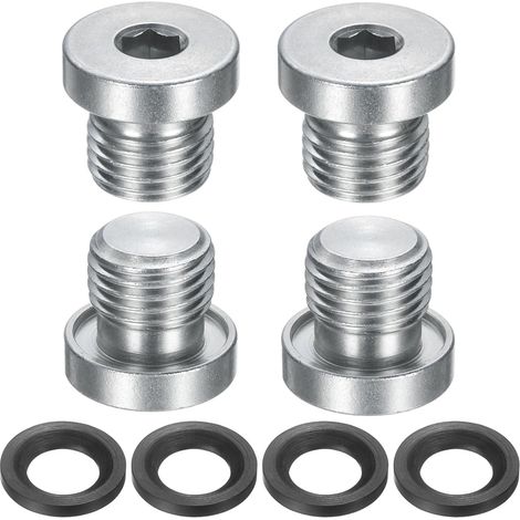 4Pcs Bouchon À Raccord De Tuyau M14x1 À Tête Hexagonale Interne, Bouchon À Douille Fileté En Acier Carbone Universel Avec Joint Torique Noir pour Terminer Les Extrémités Remplacer (1/5)