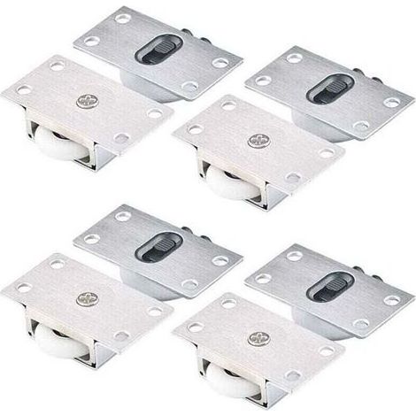 4 Paires Roues à Rouleaux pour Armoire Roues à Rouleaux pour Porte Coulissante Roulettes Placard Coulissant Galet de Armoire Porte Galet de Roulement (1/4)