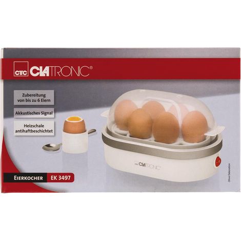 Clatronic EK 3497 - Eierkocher, für 6 gekochte Eier, 400 W, Farbe white
