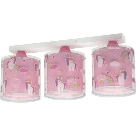 Plafoniera Per Bambini A 3 Luci Unicorns