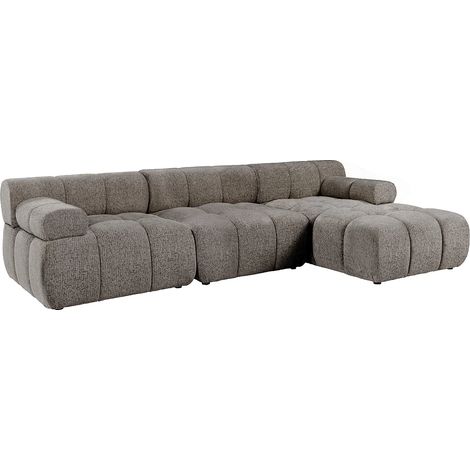 Canapé d'angle droit modulable en tissu chiné taupe FACIVIL (1/5)