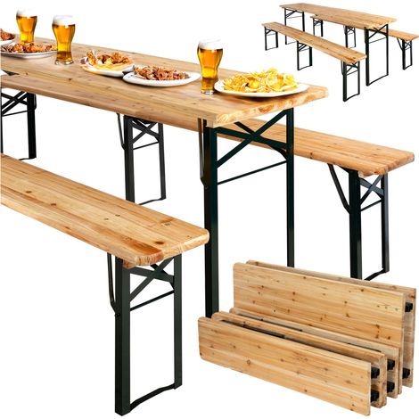 Conjunto LAGER de acero y madera: mesa + 2 bancos de 220 cm. (1/5)