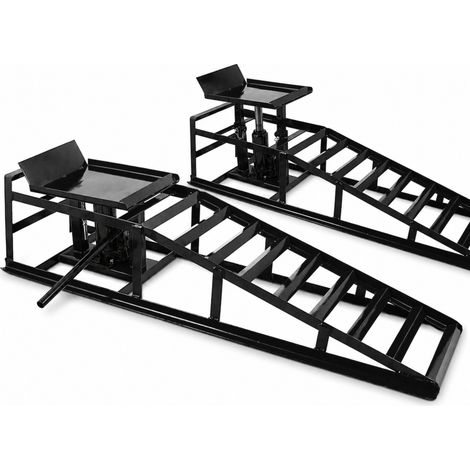 2x Bituxx Auto PKW Auffahrrampen 2T mit Wagenheber Wartungsrampe Hebebühne 2000kg Schwarz (1/5)