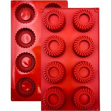 1 Moule Spirale, Revêtement Antiadhésif, Silicone Pâtisserie, 8 Cavités, Pour Muffins Brownies Gâteaux (1/5)