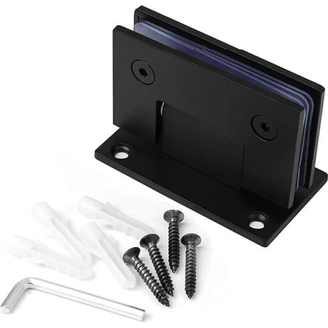 Durable 90 Degree Glass Door Hinge Stainless Steel Frameless Hinge Suitable for Bathroom Cabinet Showcase (Black) (1/5)