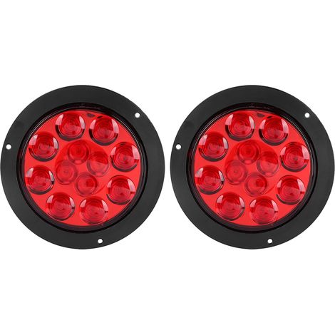 Feux de signalisation 2 pièces 4 pouces 24V 12 LED IP65 clignotant feu arrière antibrouillard pour remorque camion rouge (1/5)