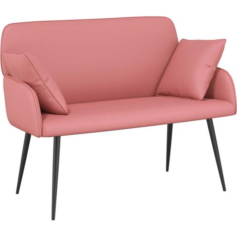 2 Seater Sofa with Metal Legs 2-Seater Pink Faux Leather vidaXL (1/5)