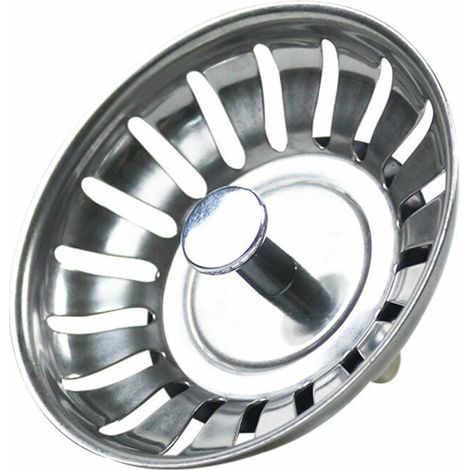 Tapón de acero inoxidable para fregadero de cocina - Filtro universal para fregadero de cocina (diámetro: 79 mm), tapón de fregadero con 18 ranuras, rejilla antiobstrucción para fregadero de cocina, c (1/4)
