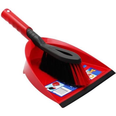 Set ramassette pelle à main avec brosse 2 en 1 rouge et noir, pelle à poussière avec poignée et balayette -JUANIO