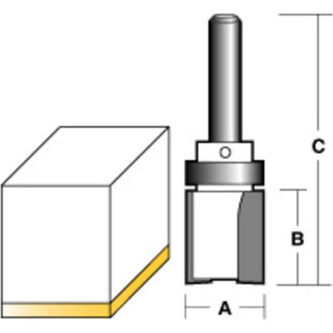 Carbitool Inverted Flush Trim Router Bit W/Bearing 1/4" Shank