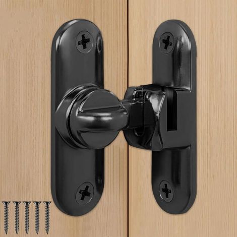 Schiebetürschloss, 90/180-Türschloss, für Schiebetüren, Scheunen, Badezimmer, Fenster, Küchen usw. (Schwarz) (1/4)