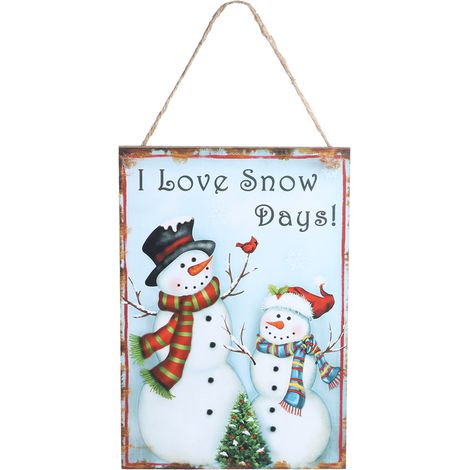 Plaque en bois suspendue avec motif bonhomme de neige, décoration murale de Noël, pendentif décoratif pour sapin ou maison (1/5)