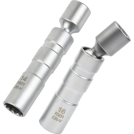 Douille Bougie 16mm/14mm, Cle a Bougie Magnétique, Joint Universel Magnétique Clé à Bougie Allumage pour Retirer Les Bougies D'allumage Automobiles, Clef a Bougie 14mm/16mm (1/5)