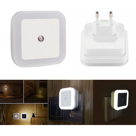Veilleuse LED automatique capteur crépusculaire couloir chambre - Plastique - Lot 2 (1/4)
