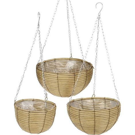 Progarden Conjunto de 3 maceteros colgantes trenzados