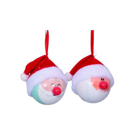 BOLA NAVIDAD 8CM CON CARA NARIZ ROJA Y GORRO SURTIDA